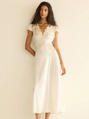 Doen Coraline Ivory Silk Midi Dress